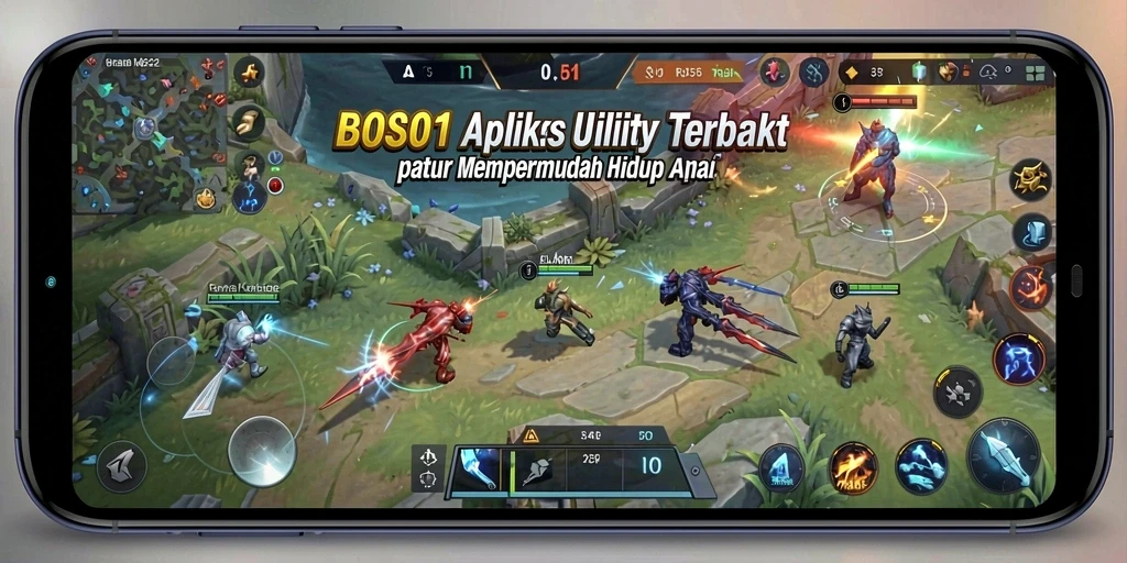 Tampilan antarmuka utama BOS01 menampilkan fitur-fitur Utility yang lengkap.