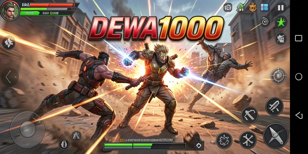 Screenshot gameplay DEWA1000 menampilkan aksi pertarungan yang intens.