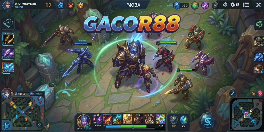Screenshot GACOR88 yang menunjukkan aksi seru dalam pertandingan MOBA.
