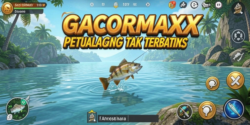 Screenshot gameplay GACORMAX menampilkan momen menangkap ikan besar.