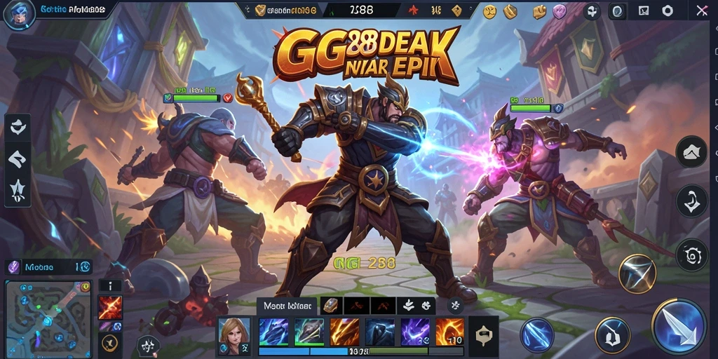 Tangkapan layar Gameplay GG288 dengan aksi pertempuran yang seru di arena MOBA.