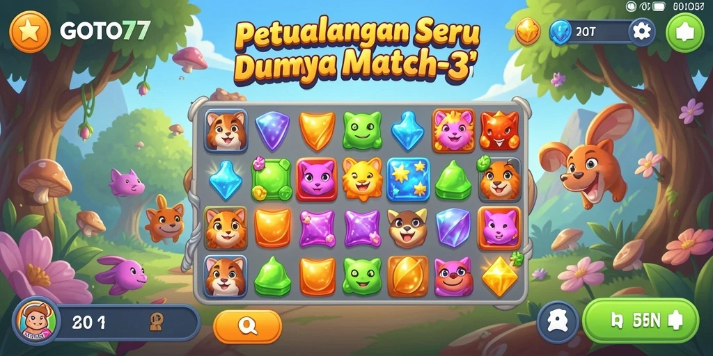 Gameplay menantang dan seru dalam GOTO77 Match-3.
