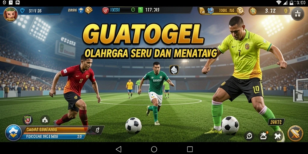 Screenshot utama GUATOGEL yang menampilkan aksi olahraga seru.