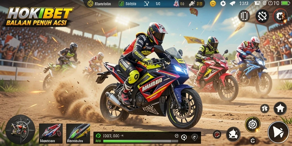 Gameplay HOKIBET yang seru dan mendebarkan dalam balapan motor.