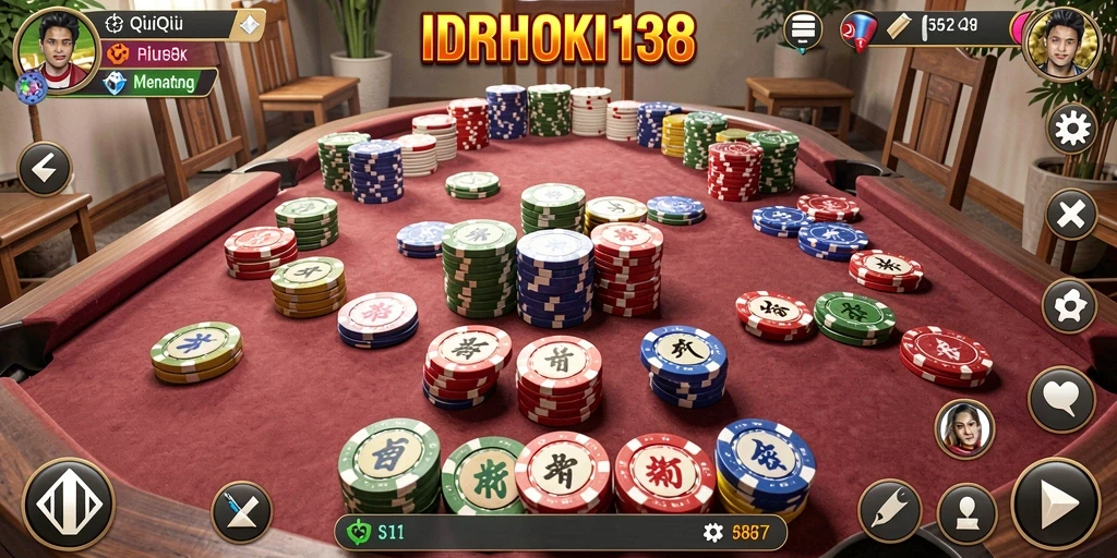 Screenshot gameplay IDRHOKI138 menampilkan suasana seru permainan QiuQiu.