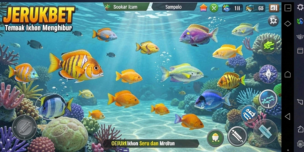 Tangkapan layar gameplay JERUKBET menampilkan aksi tembak ikan seru.