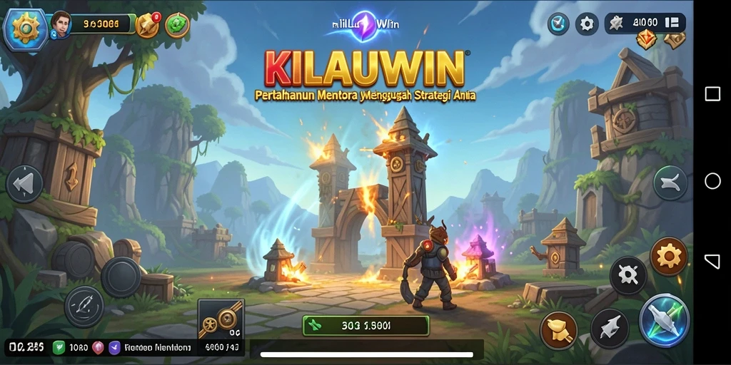 Screenshot gameplay KILAUWIN menampilkan pertahanan menara yang intens dan strategi yang mendebarkan.