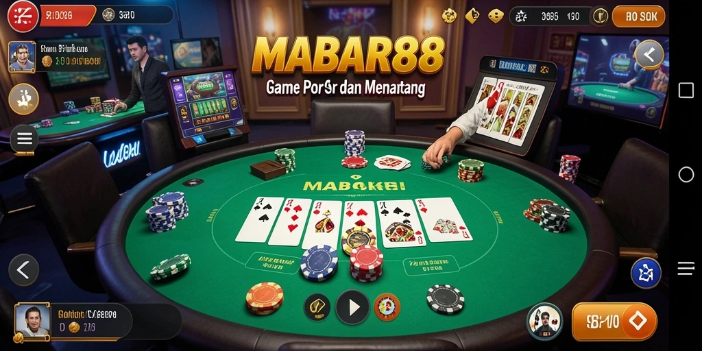 Screenshot gameplay MABAR88 yang menampilkan aksi poker yang mendebarkan.