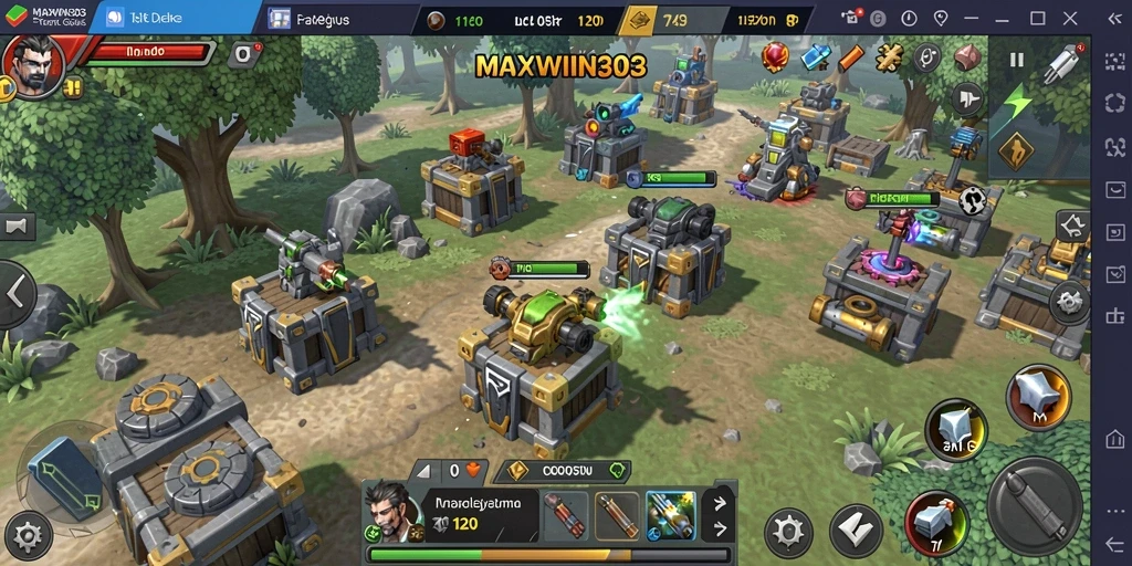 Tampilan aksi mendebarkan dari game Tower Defense MAXWIN303.