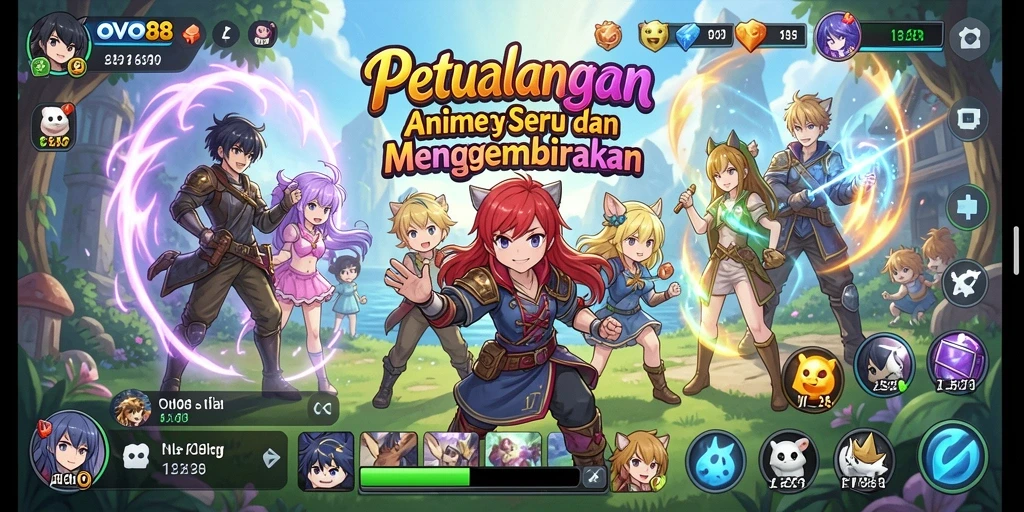 Tangkapan layar OVO88 menunjukkan aksi seru dalam game Anime.