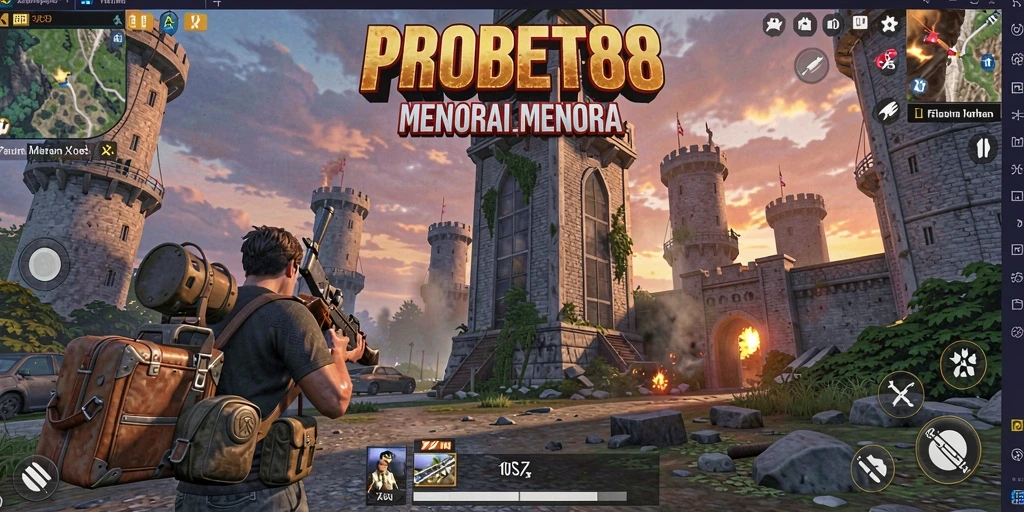 Screenshot gameplay PROBET88 menampilkan aksi pertahanan menara yang mendebarkan.