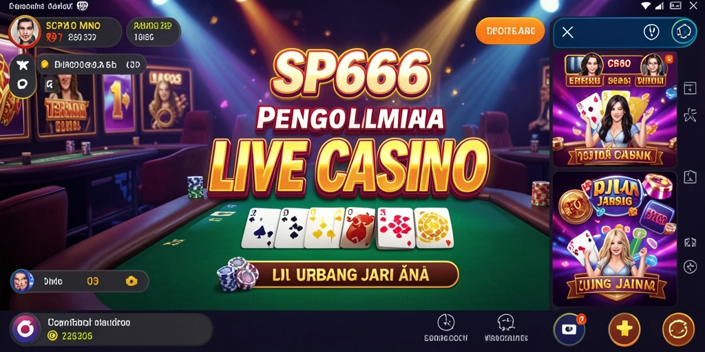 Screenshot utama SP666 menunjukkan gameplay kasino langsung yang seru.