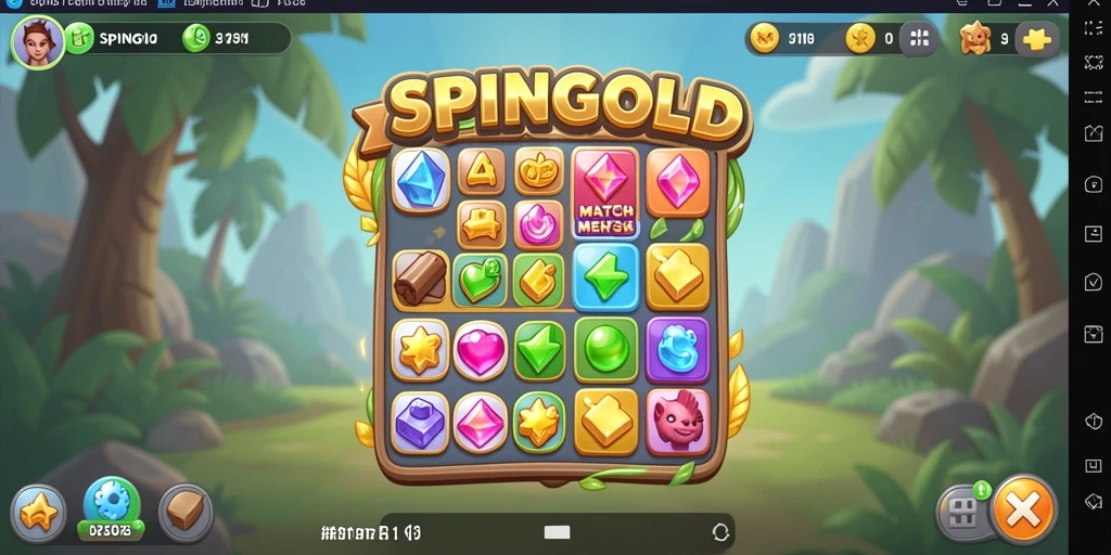 Tangkapan layar SPINGOLD menunjukkan gameplay Match-3 yang seru.
