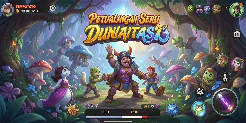 Screenshot gameplay dari <strong>TEMPOTOTO</strong> menampilkan eksplorasi dunia yang luas.