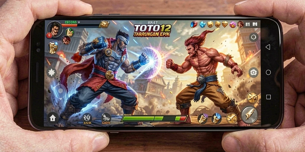 Tampilan gameplay TOTO12 yang seru dan penuh aksi pertarungan.