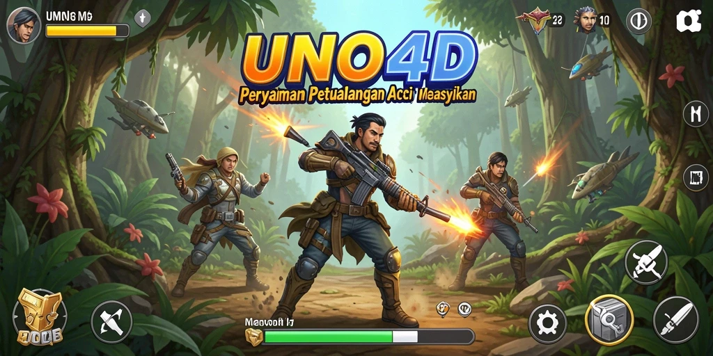Screenshot menampilkan aksi berkelahi di dunia petualangan UNO4D.
