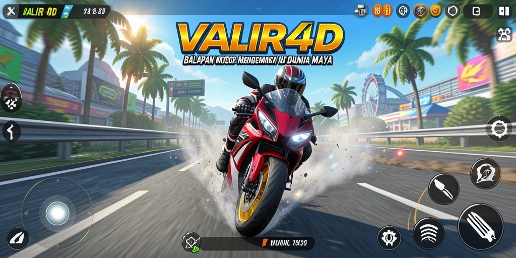 Screenshot menunjukkan momen seru balapan motor di VALIR4D.