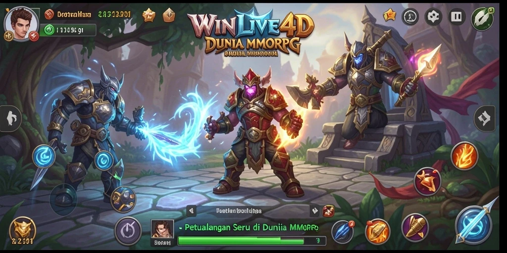 Tangkapan layar gameplay menarik dari WINLIVE4D menunjukkan pertarungan epik antar pemain.