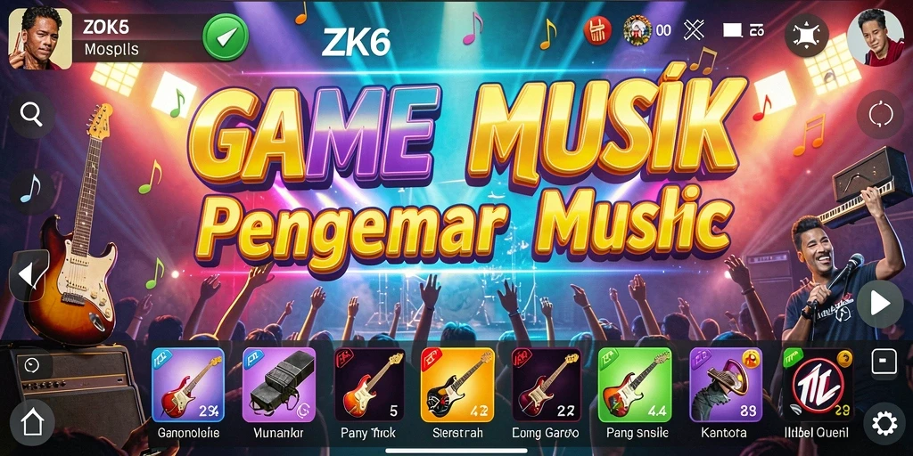 Screenshot ZK6 menampilkan gameplay musik yang dinamis dan interaktif.